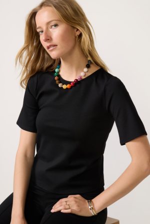 Ponte Knit Short Sleeve Extended Top