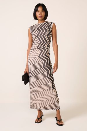 Shirred Mesh Dress
